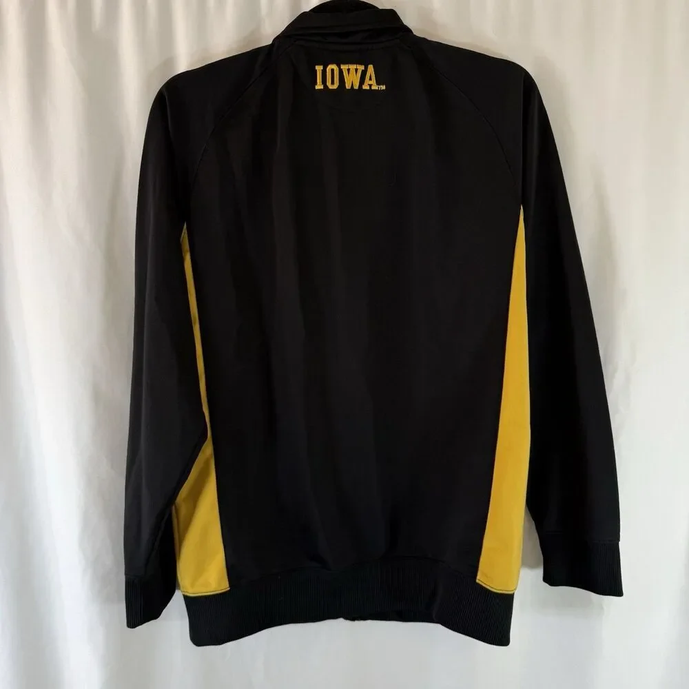 Nike Iowa Hawkeyes Jacket Boys Large Black Yellow Long Sleeve Full Zip